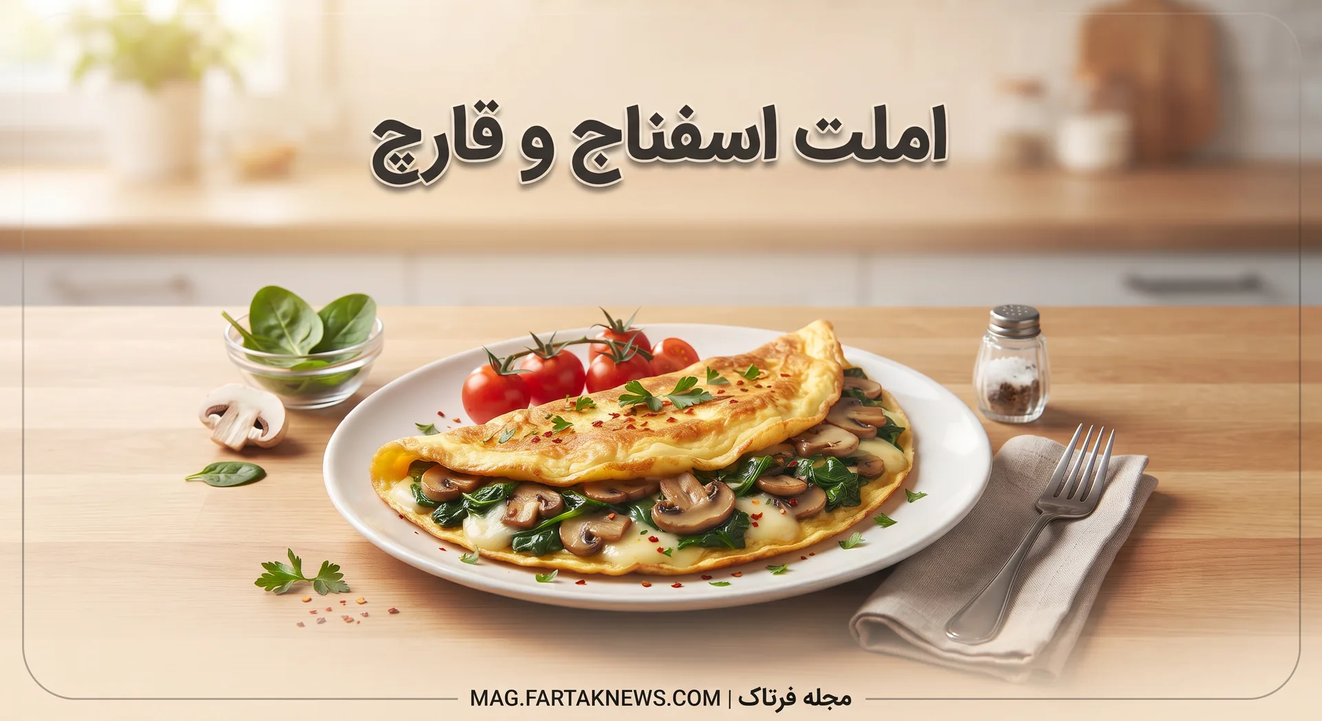 املت اسفناج و قارچ