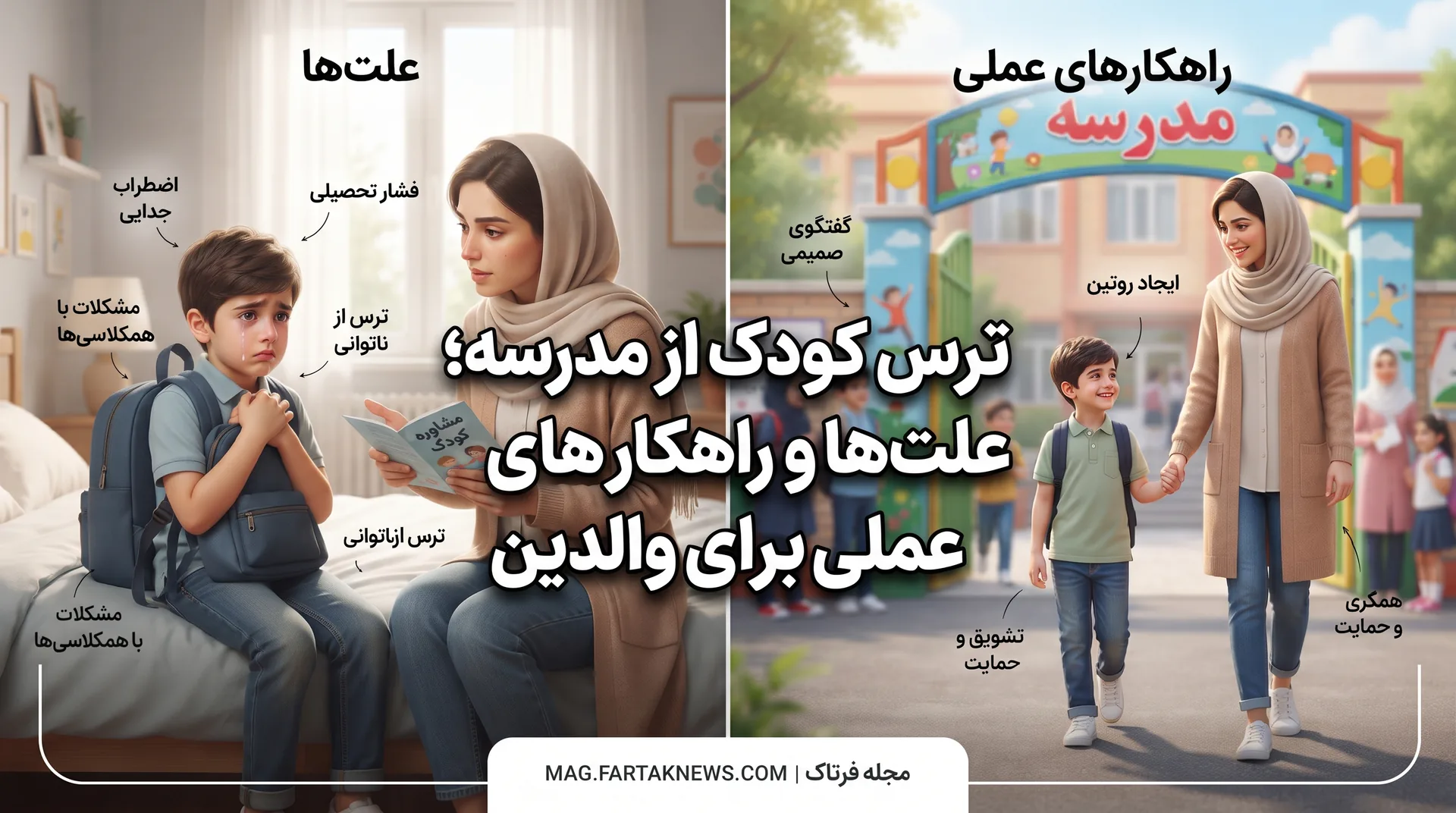 ترس کودک از مدرسه؛ علت‌ها و راهکارهای عملی برای والدین