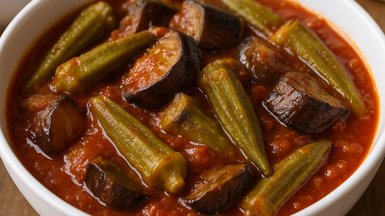 خورش بامیه و بادمجان مجلسی؛ دستور پخت جاافتاده و خوش‌عطر