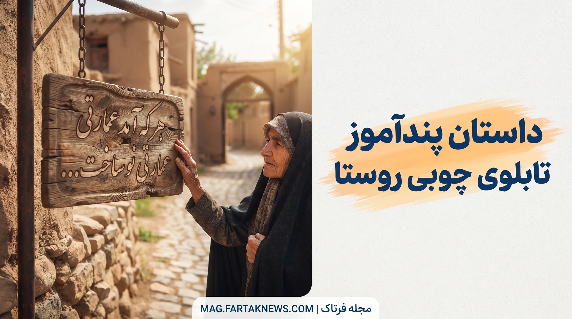 داستان پندآموز تابلوی چوبی روستا