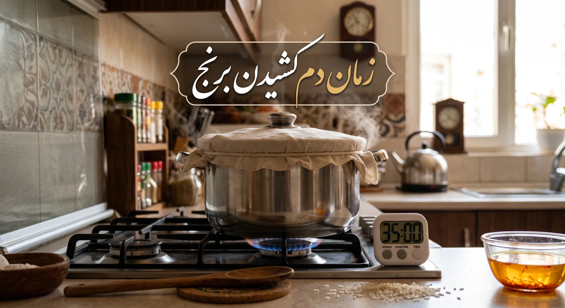 زمان دم کشیدن برنج