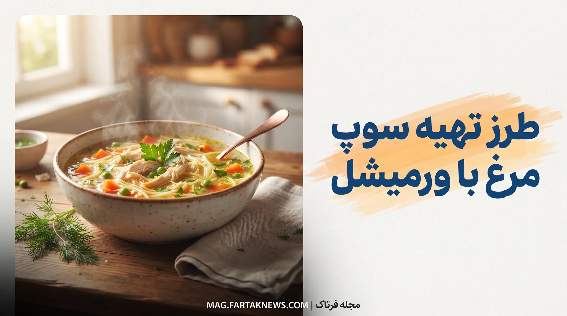 طرز تهیه سوپ مرغ با ورمیشل